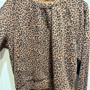Marine Layer Leopard Fleece Pullover - Brown & Black